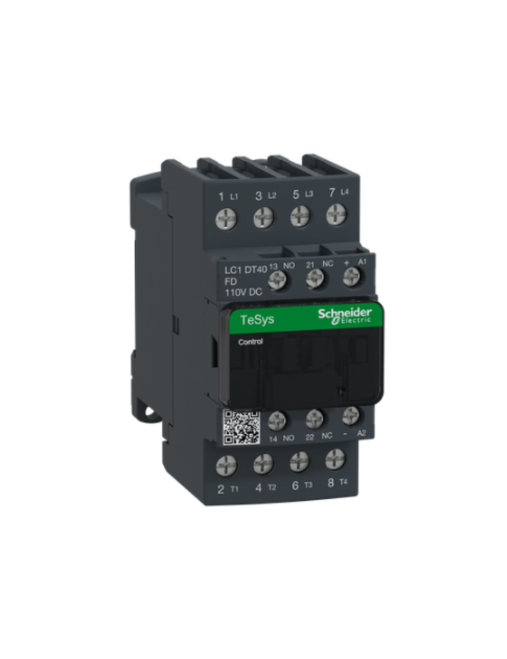 Schneider Electric D contactor 32 AMP 4 Pole (4 NO) standard coil (black, Pack of 1) LC1DT32FD MCB
