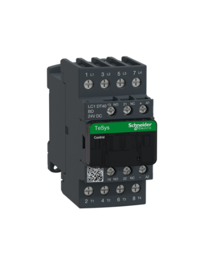 Schneider Electric TeSys D contactor 40 AMP 4 Pole (1 NO + 1 NC) standard coil (black, Pack of 1) LC1DT40BD MCB