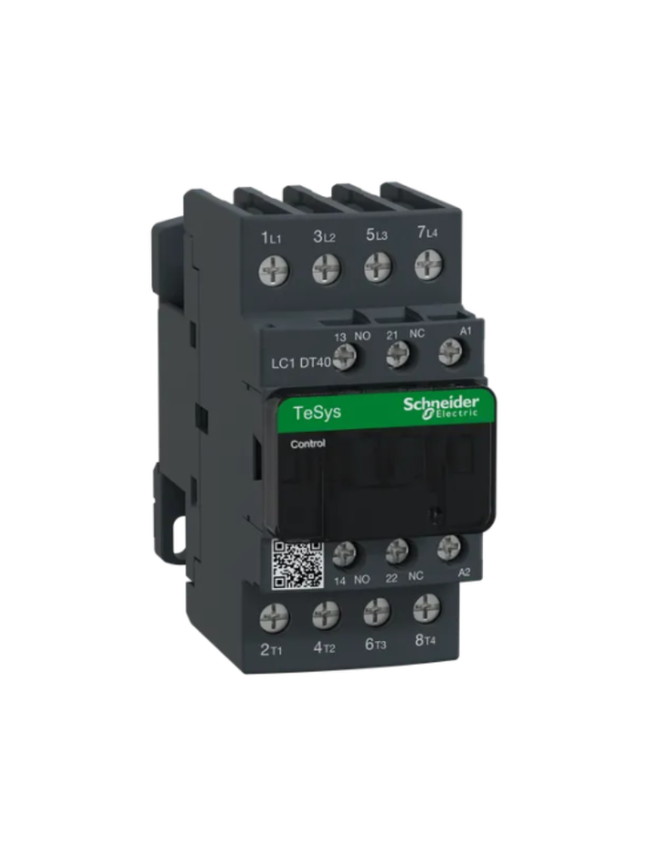 Schneider Electric TeSys D contactor 40 AMP 4 Pole (4 NO) standard coil (black, Pack of 1) LC1DT40F7 MCB