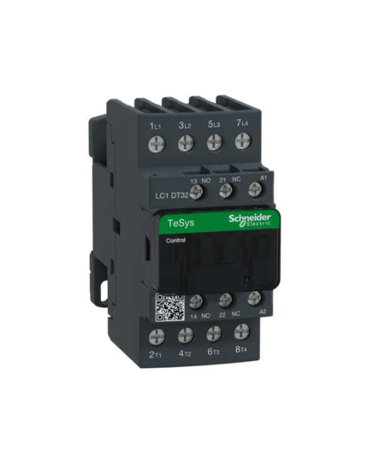 Schneider Electric TeSys D contactor 32 AMP 4 Pole (4 NO) standard coil (black, Pack of 1) LC1DT32F7 MCB