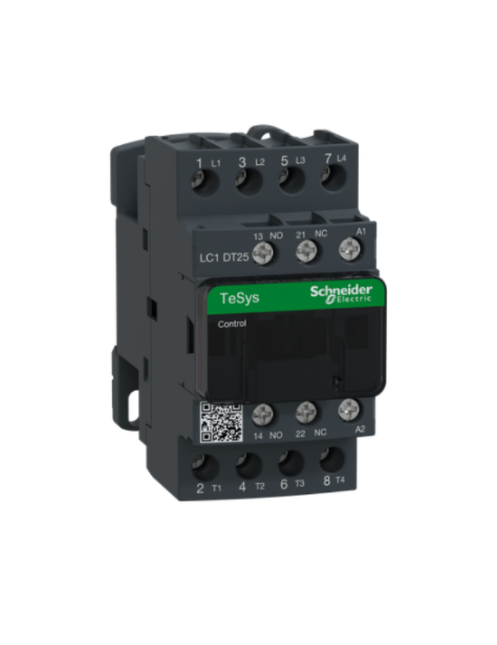 Schneider Electric TeSys D contactor 25 AMP 4 Pole (4 NO) standard coil (black, Pack of 1) LC1DT25F7 MCB