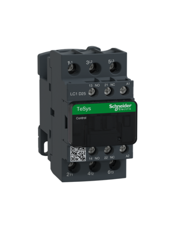 Schneider Electric TeSys D contactor 25 AMP 3 Pole (3 NO) standard coil (black, Pack of 1) LC1D25N7 MCB