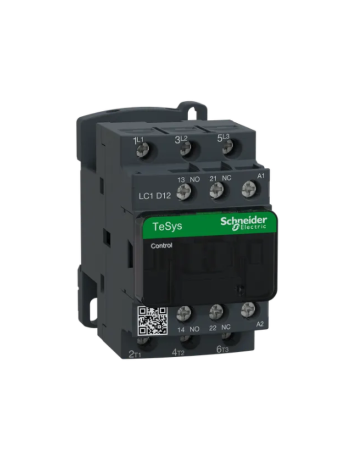 Schneider Electric TeSys D contactor 12 AMP 3 Pole (3 NO) standard coil (black, Pack of 1) LC1D12F7 MCB