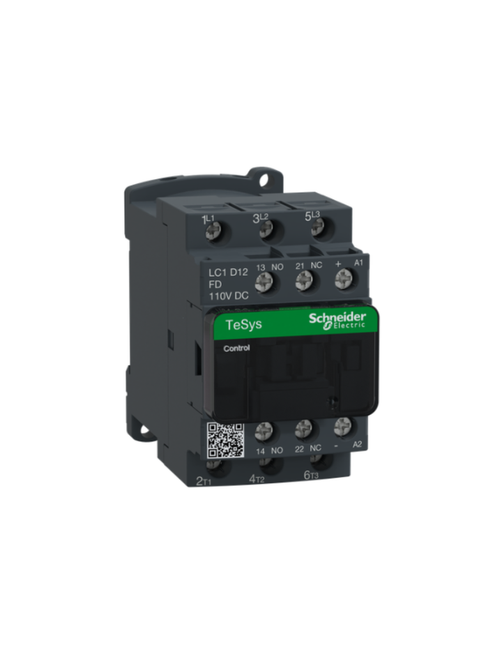Schneider Electric TeSys D contactor 12 AMP 3 Pole (3 NO) standard coil (black, Pack of 1) LC1D12FD MCB