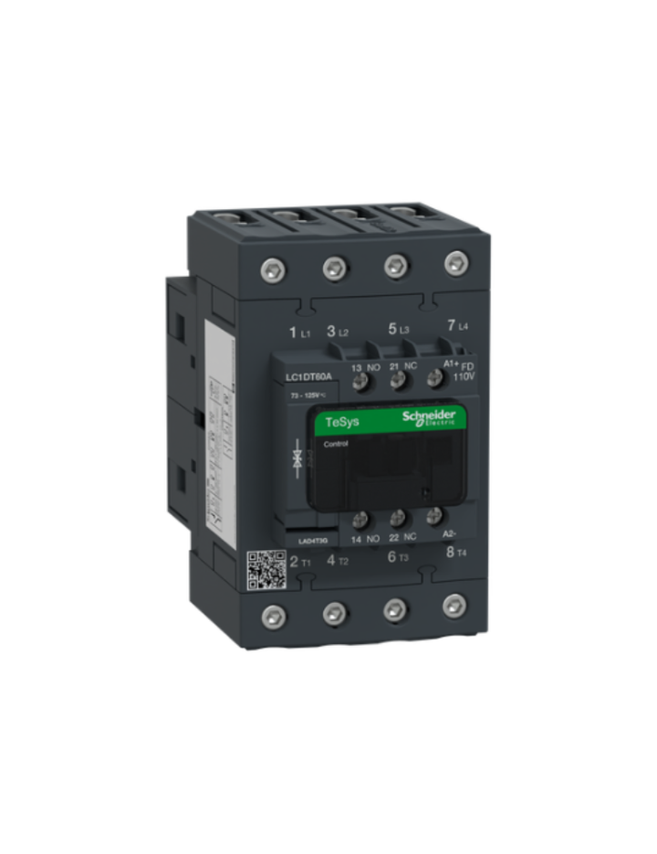 Schneider Electric TeSys D contactor 60 AMP 4 Pole (4 NO) standard coil (black, Pack of 1) LC1DT60AFD MCB