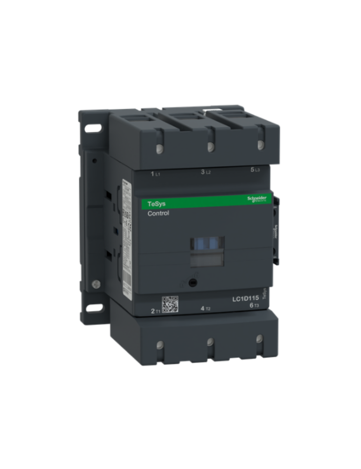 Schneider Electric TeSys D contactor 115 AMP 3 Pole (3 NO) standard coil (black, Pack of 1) LC1D115N7 MCB