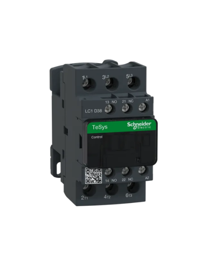 Schneider Electric TeSys D contactor 38 AMP 3 Pole (3 NO) standard coil (black, Pack of 1) LC1D38N7 MCB
