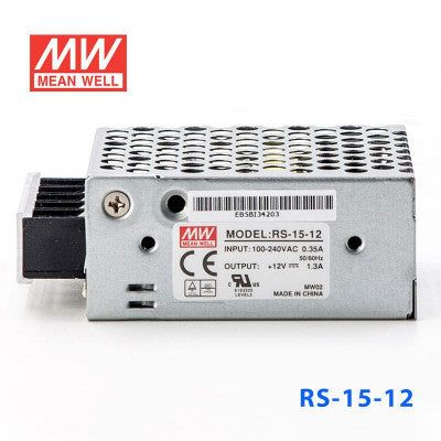 Mean Well RS-15-12 AC to DC Power Supply Single Output, 12V 1.3 Amp 15.6W