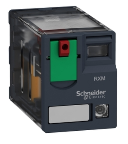Schneider Electric, miniature plug in relay, Harmony, 12A, 2CO, with LED, lockable test button, 230V AC, RXM2AB2P7