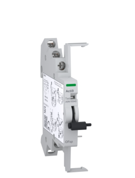 Auxiliary contact, Acti9, OFsp, 1 NC + 1 C/O, 230VAC, 110VDC, 0.1...6A, for RCCB-ID 125A