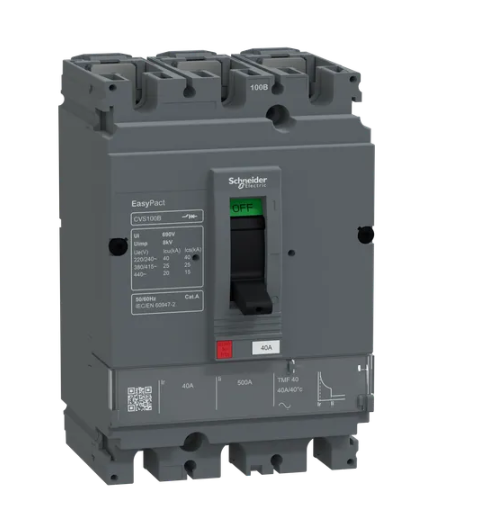 circuit breaker, EasyPact CVS100B, 25kA at 415VAC, 40A, TMF trip unit, 3P3d, FTFM