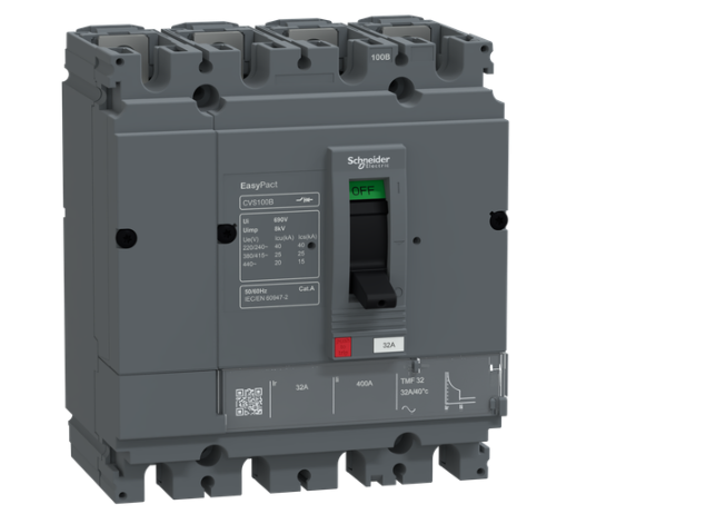 circuit breaker, EasyPact CVS100B, 25kA at 415VAC, 50A, TMF trip unit, 4P3d, FTFM