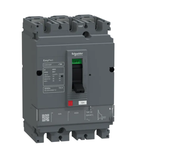 circuit breaker, EasyPact CVS100F, 36kA at 415VAC, 32A, TMF trip unit, 3P3d, FTFM