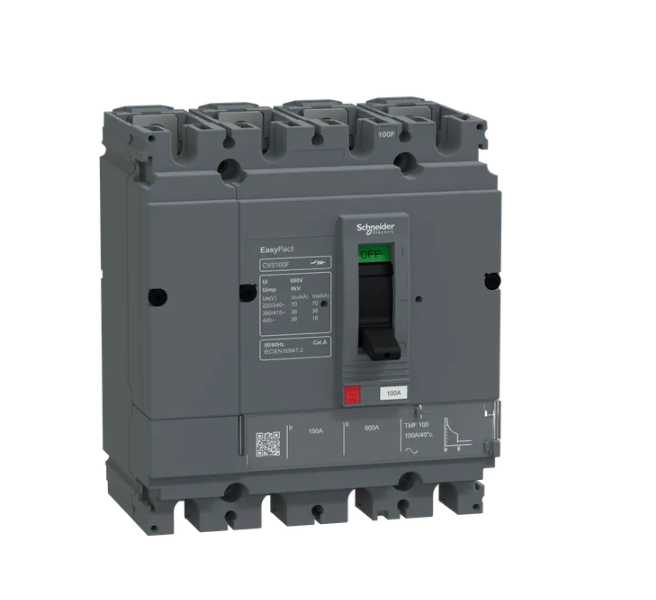circuit breaker, EasyPact CVS100F, 36kA at 415VAC, 100A, TMF trip unit, 4P3d, FTFM