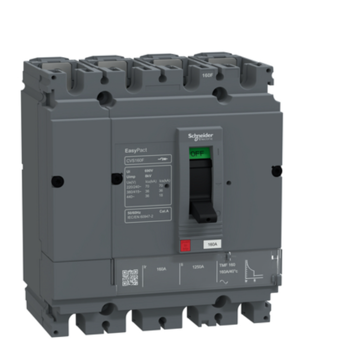 circuit breaker, EasyPact CVS160F, 36kA at 415VAC, 160A, TMF trip unit, 4P3d, FTFM LV516343FT
