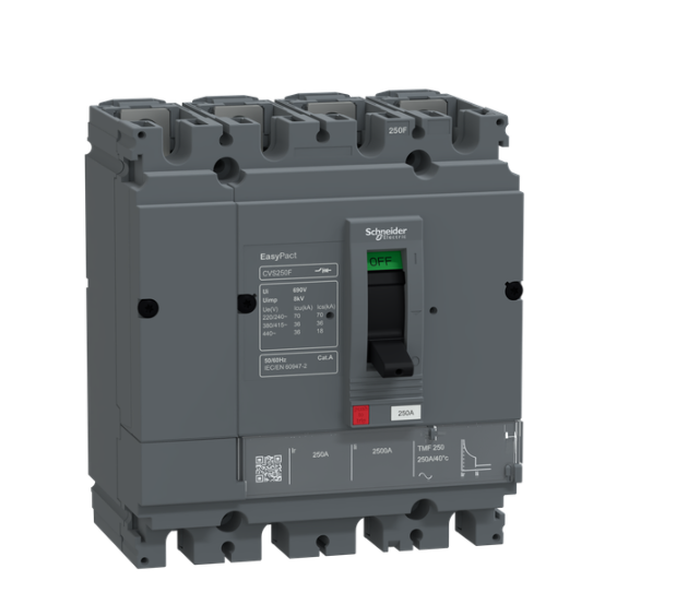 circuit breaker, EasyPact CVS250F, 36kA at 415VAC, 250A, TMF trip unit, 4P3d, FTFM