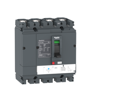 circuit breaker EasyPact CVS100B, 25 kA at 415 VAC, 16 A rating thermal magnetic TM-D trip unit, 4P 3d
