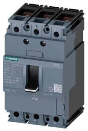 circuit breaker 3VA1 IEC Frame 100 breaking capacity class N Icu=25 kA @ 415 V 3-pole, line protection TM210, FTFM, In=63 A overload protection Ir=63 A permanently set short-circuit protection Ii=10 x In nut keeper kit