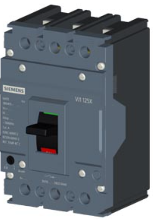 circuit breaker 3VJ1 IEC framesize 3VJ10 125A line protection ATFM 3-pole Icu=10kA@415V Ics=100% Icu In=80A overload protection Ir=64A..80A short-circuit protection Ii=850A Screw connection