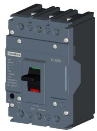 circuit breaker 3VJ1 IEC framesize 3VJ10 125A line protection ATFM 3-pole Icu=10kA@415V Ics=100% Icu In=100A overload protection Ir=80A..100A short-circuit protection Ii=1250A Screw connection