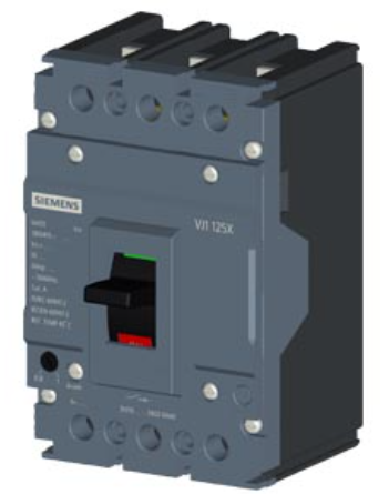 circuit breaker 3VJ1 IEC framesize 3VJ10 125A line protection ATFM 3-pole Icu=10kA@415V Ics=100% Icu In=125A overload protection Ir=100A..125A short-circuit protection Ii=10 x In Screw connection