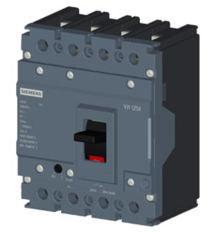 circuit breaker 3VJ1 IEC framesize 3VJ10 125A line protection ATFM 4-pole Icu=10kA@415V Ics=100% Icu In=25A overload protection Ir=20A..25A short-circuit protection Ii=500A Screw connection