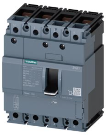 circuit breaker 3VA1 IEC Frame 100 breaking capacity class N Icu=25 kA @ 415 V 4-pole, line protection TM210, FTFM, In=63 A overload protection Ir=63 A permanently set short-circuit protection Ii=10 x In N conductor unprotected nut keeper kit