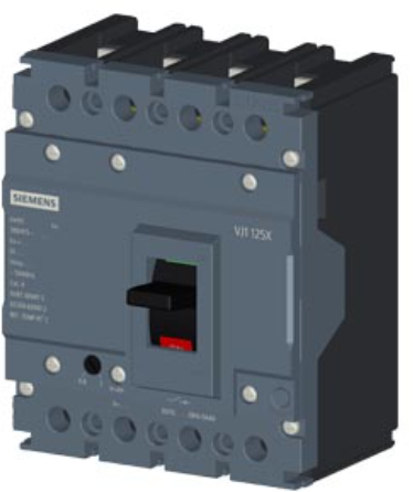 circuit breaker 3VJ1 IEC framesize 3VJ10 125A line protection ATFM 4-pole Icu=10kA@415V Ics=100% Icu In=20A overload protection Ir=16A..20A short-circuit protection Ii=500A Screw connection