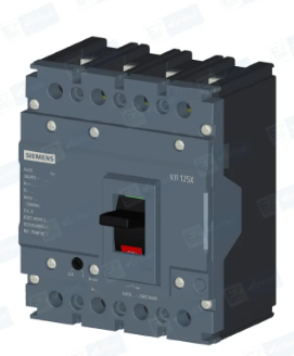 circuit breaker 3VJ1 IEC framesize 3VJ10 125A line protection ATFM 4-pole Icu=10kA@415V Ics=100% Icu In=63A overload protection Ir=50.4A..63A short-circuit protection Ii=850A Screw connection