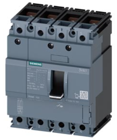 circuit breaker 3VA1 IEC Frame 100 breaking capacity class N Icu=25 kA @ 415 V 4-pole, line protection TM210, FTFM, In=80 A overload protection Ir=80 A permanently set short-circuit protection Ii=10 x In N conductor unprotected nut keeper kit