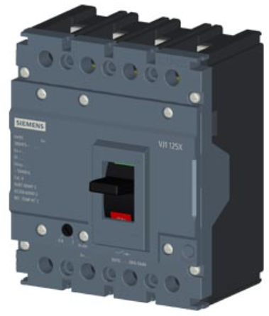 circuit breaker 3VJ1 IEC framesize 3VJ10 125A line protection ATFM 4-pole Icu=10kA@415V Ics=100% Icu In=80A overload protection Ir=64A..80A short-circuit protection Ii=850A Screw connection