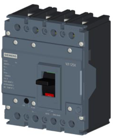 circuit breaker 3VJ1 IEC framesize 3VJ10 125A line protection ATFM 4-pole Icu=10kA@415V Ics=100% Icu In=100A overload protection Ir=80A..100A short-circuit protection Ii=1250A Screw connection