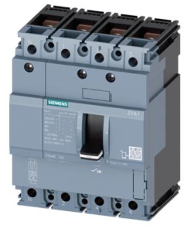 circuit breaker 3VA1 IEC Frame 160 breaking capacity class S Icu=36 kA @ 415 V 4-pole, line protection TM210, FTFM, In=63 A overload protection Ir=63 A permanently set short-circuit protection Ii=10 x In neutral conductor protection 100% nut keeper kit