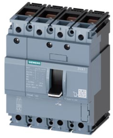 circuit breaker 3VA1 IEC Frame 160 breaking capacity class S Icu=36 kA @ 415 V 4-pole, line protection TM210, FTFM, In=100 A overload protection Ir=100 A permanently set short-circuit protection Ii=10 x In neutral conductor protection 100% nut keeper kit
