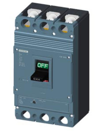 circuit breaker 3VJ1 IEC framesize 3VJ14 630A line protection ATFM 3-pole Icu=36kA@415V Ics=75% Icu In=500A overload protection Ir=400A..500A short-circuit protection Ii=10 x In Screw connection