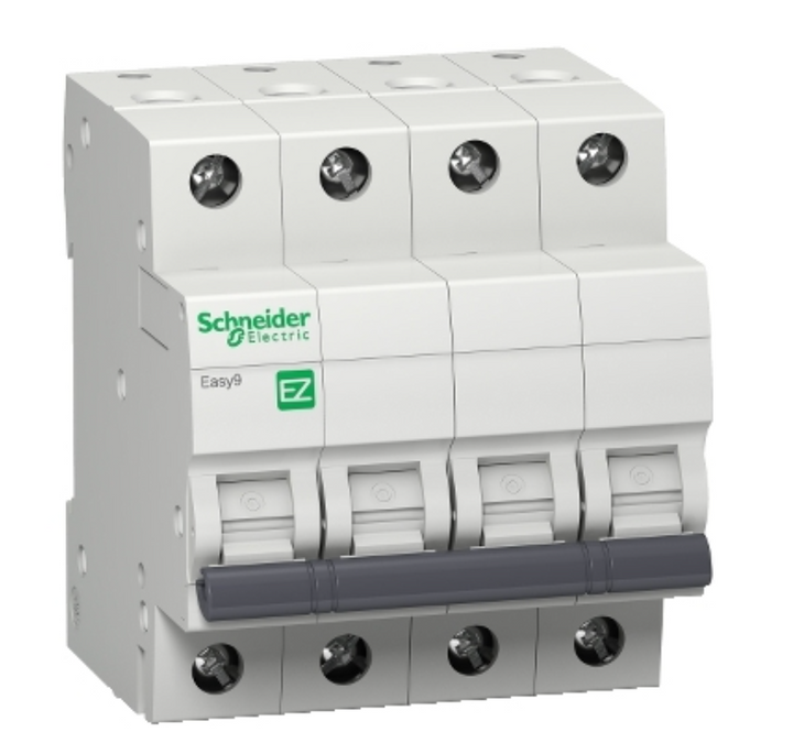 Miniature circuit breaker, Easy9, 4P, 25 A, C curve, 10000 A