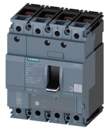 circuit breaker 3VA1 IEC Frame 160 breaking capacity class N Icu=25 kA @ 415 V 4-pole, line protection TM220, ATFM, In=20 A overload protection Ir=14 A...20 A short-circuit protection Ii=16 x In neutral conductor protection 100% nut keeper kit
