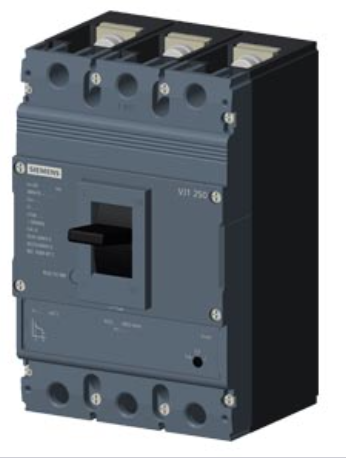 circuit breaker 3VJ1 IEC framesize 3VJ12 250A line protection ATFM 3-pole Icu=55kA@415V Ics=75% Icu In=250A overload protection Ir=200A...250A short-circuit protection Ii=10 x In Screw connection