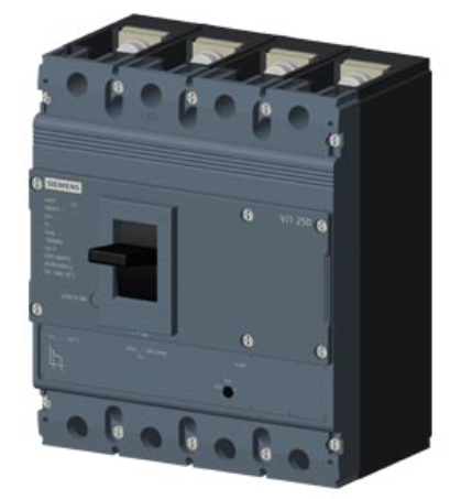 circuit breaker 3VJ1 IEC framesize 3VJ12 250A line protection ATFM 4-pole Icu=25kA@415V Ics=75% Icu In=160A overload protection Ir=128A...160A short-circuit protection Ii=10 x In Screw connection