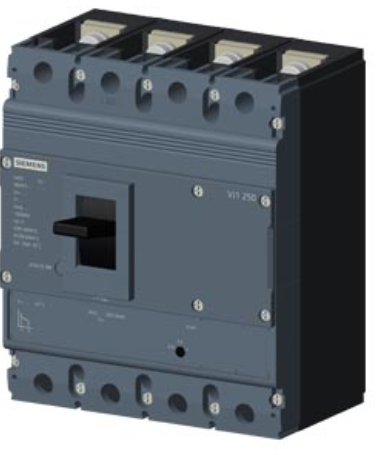 circuit breaker 3VJ1 IEC framesize 3VJ12 250A line protection ATFM 4-pole Icu=25kA@415V Ics=75% Icu In=250A overload protection Ir=200A...250A short-circuit protection Ii=10 x In Screw connection