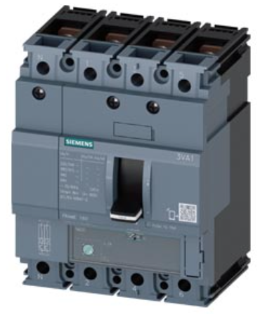 circuit breaker 3VA1 IEC Frame 160 breaking capacity class N Icu=25 kA @ 415 V 4-pole, line protection TM220, ATFM, In=80 A overload protection Ir=56 A...80 A short-circuit protection Ii=10 x In neutral conductor protection 100% nut keeper kit