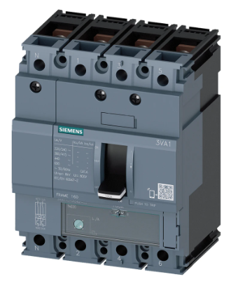 Siemens Sentron 3VA1 MCCB 125 A, 4 Pole, 25 kA, Adjustable Overload & Fixed Short Circuit Settings, Thermal Magnetic Trip Unit (ATFM) | 3VA1112-3GE42-0AA0