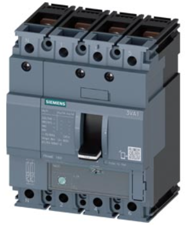 circuit breaker 3VA1 IEC Frame 160 breaking capacity class N Icu=25 kA @ 415 V 4-pole, line protection TM220, ATFM, In=20 A overload protection Ir=14 A...20 A short-circuit protection Ii=16 x In neutral conductor protection 100% nut keeper kit