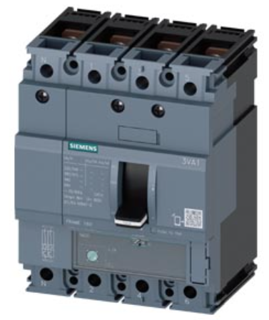circuit breaker 3VA1 IEC Frame 160 breaking capacity class S Icu=36 kA @ 415 V 4-pole, line protection TM220, ATFM, In=125 A overload protection Ir=88 A...125 A short-circuit protection Ii=10 x In neutral conductor protection 100% nut keeper kit