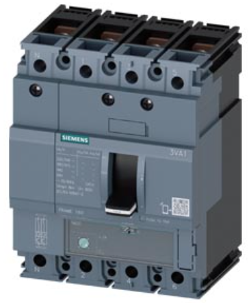 circuit breaker 3VA1 IEC Frame 160 breaking capacity class M Icu=55 kA @ 415 V 4-pole, line protection TM220, ATFM, In=50 A overload protection Ir=35 A...50 A short-circuit protection Ii=10 x In neutral conductor protection 100% nut keeper kit