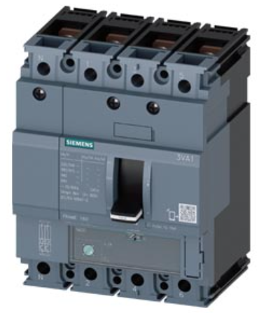 circuit breaker 3VA1 IEC Frame 160 breaking capacity class M Icu=55 kA @ 415 V 4-pole, line protection TM220, ATFM, In=80 A overload protection Ir=56 A...80 A short-circuit protection Ii=10 x In neutral conductor protection 100% nut keeper kit