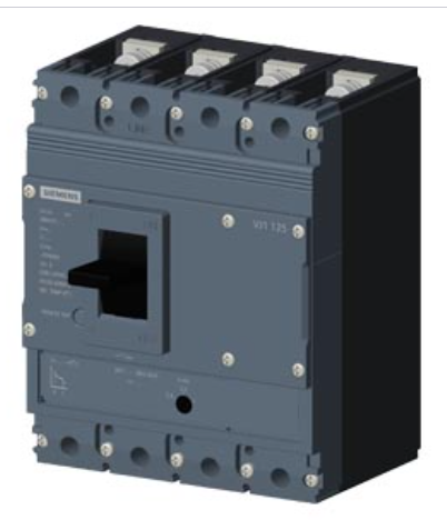 circuit breaker 3VJ1 IEC framesize 3VJ11 125A line protection ATFM 4-pole Icu=36kA@415V Ics=75% Icu In=40A overload protection Ir=32A...40A short-circuit protection Ii=600A Screw connection