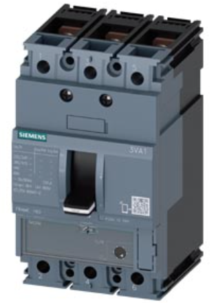 circuit breaker 3VA1 IEC Frame 160 breaking capacity class M Icu=55 kA @ 415 V 3-pole, starter protection TM120M, AM, In=80 A without overload protection short-circuit protection Ii=7...16 x In nut keeper kit