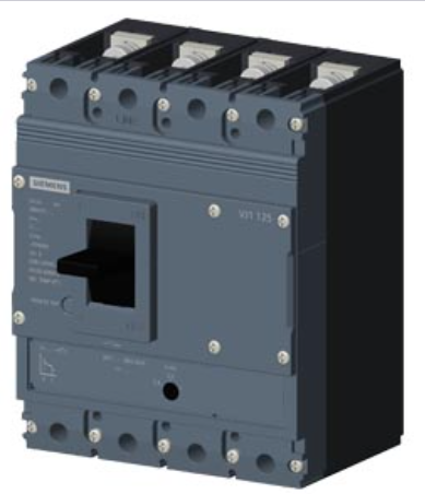 circuit breaker 3VJ1 IEC framesize 3VJ11 125A line protection ATFM 4-pole Icu=36kA@415V Ics=75% Icu In=63A overload protection Ir=50.4A...63A short-circuit protection Ii=10 x In Screw connection