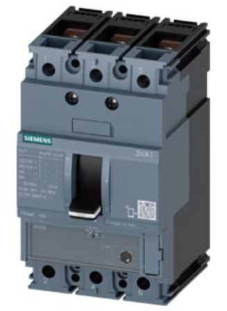 circuit breaker 3VA1 IEC Frame 160 breaking capacity class H Icu=70 kA @ 415 V 3-pole, starter protection TM120M, AM, In=20 A without overload protection short-circuit protection Ii=7...16 x In nut keeper kit